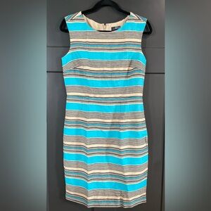 The Limited Blue and Cream Striped Midi Dress